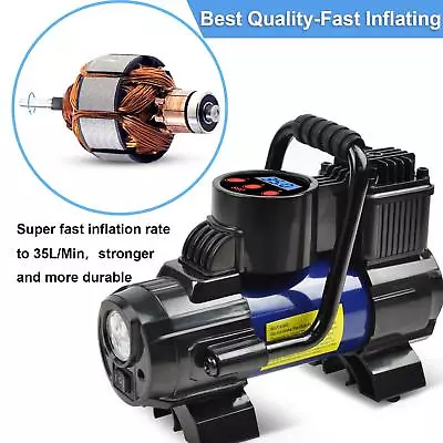 Portable Air Compressor Pump For Car Mini Tire Inflator Motorcycle 120W 150 PSI  • $32.99