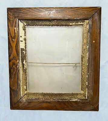Antique Ornate Oak & Gesso Picture Frame W/ Glass 11.5 X 9.5” Fit • $42.49