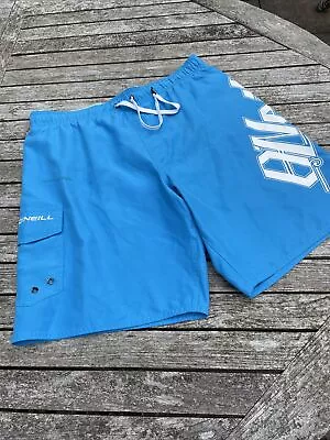 O'Neill Board Shorts Side Spell Out Striped White/Turquoise Size Medium 33” • £10