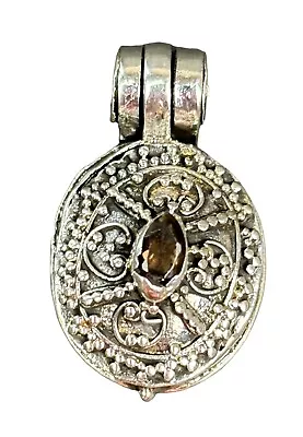 Smoky Quartz And 925 Sterling Silver Artisan Crafted Locket Pendant  • $35.99