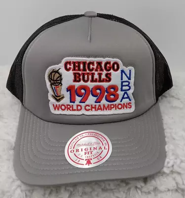 Chicago Bulls Hat Gray 1998 NBA Finals Trucker Snapback Mesh Mitchell & Ness • $29.99