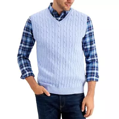 Tasso Elba Mens Cable Knit V-Neck Sleeveless Sweater Vest BHFO 9300 • $10.99