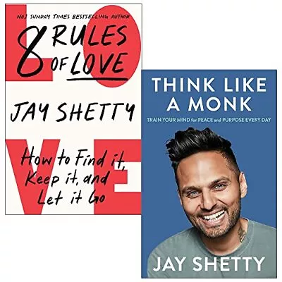 Jay Shetty Collection 2 Books Set 8 Rules Of Love Hardcover Think Like A Monk • £36.46