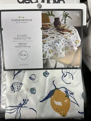 Threshold Round Fruit Print Tablecloth 70” Dia Wipeable Summer Indoor Outdoor • $10