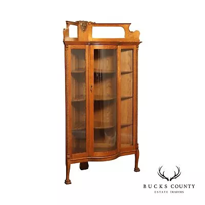 Antique Victorian Oak Corner China Display Cabinet • $2895