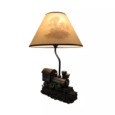Zeckos Light In The Tunnel Steam Train Engine Table Lamp With Shade • $85.99