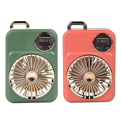 $12.24 • Buy Mini USB Table Fan With Clock Silent For Home Personal Travel Fishing Office