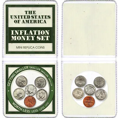 6x Mini Inflation Coins - Tiny Shrunken Metal Miniature US Coins / USA Money Set • $9.95