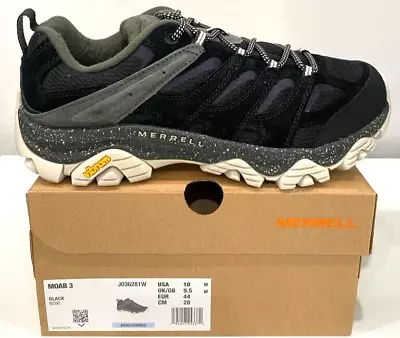 Merrell Men's Moab 3 Hiking Shoes BLACK NOIR J036281W US Size 10W / EU 44 • $34.99