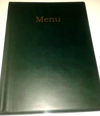 QTY 10(ten  ) A4 MENU HOLDER/COVER IN GREEN LEATHER LOOK PVC  • £60