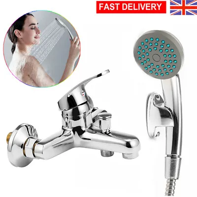 £17.99 • Buy Luxury Bathroom Chrome Sink Bath Filler Tap Shower Mixer Taps With Hand Held