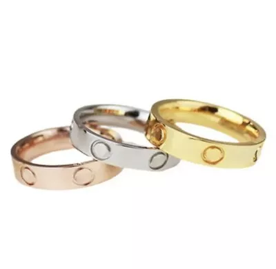 4mm Love Ring Stainless Steel Ladies Men Ring Wedding Xmas Valentine Birthday B • £6.99