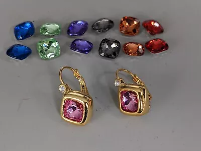 Vtg Joan Rivers J87960 Colors Of Sapphire 7 Crystals Interchangeable Earrings • $18