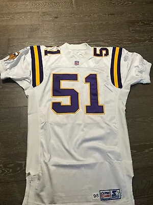 1998 Authentic Game Worn Issue Minnesota Vikings Starter Jersey #51 Ron Holmberg • $199.99