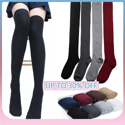 Womens Girls Winter Thigh High Over The Knee Knitted Thick Long Socks Cotton !! • £3.35