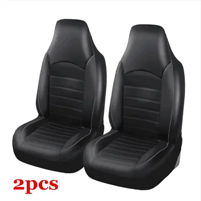 $58.40 • Buy 2x PU Leather Car Seat Cover Protector Cushion Black&Gray Front Cover Universal