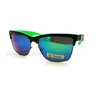 Biohazard Half Rim Square Sunglasses Unisex Skater Sporty Fashion • $13.41