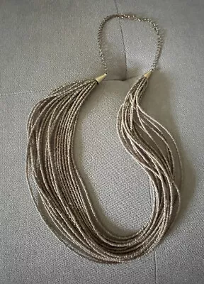 Multi Strand Brown Beaded Necklace  Bib Style Metal Clasp. Very Well Maintained • $5.50