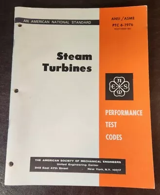Steam Turbines Performance Test Codes ANSI/ASME PTC 6-1976 PB/VG+ • $294.77