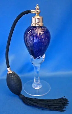 Beautiful Vintage Murano ART GLASS PERFUME ATOMIZER COBALT GOLD COPPER FLECKS • $28