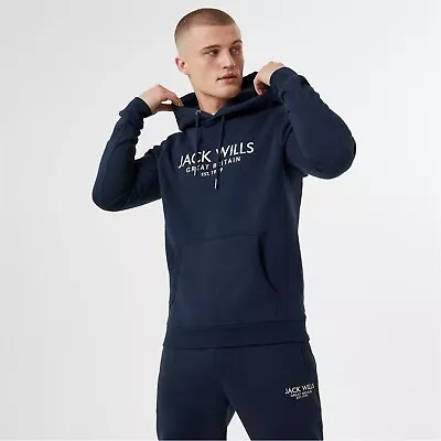 Jack Wills Mens OTH Hoodies Batsford Hoody Navy Grey Size XL • £34.99