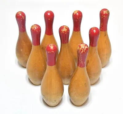 $24.99 • Buy Vintage 9 Wood Bowling Pin Game Home Decor