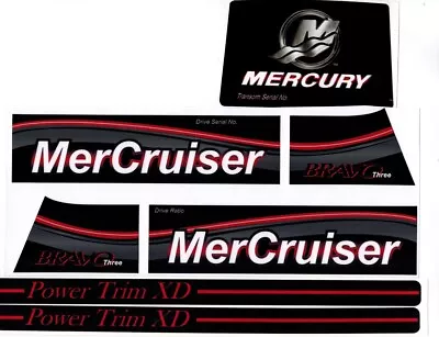 Mercruiser Bravo Three Self Adhesive Vinyl Waterproof Sticker Decal Set Red Trim • $17.50