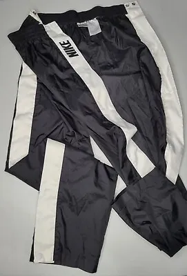 Vintage Nike Men's Tear Away Track Pants Size Small Black White Swoosh 90s  • $17.39