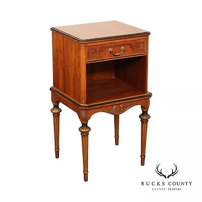 1930's French Regency Style Carved And Partial Gilt Satinwood Nightstand • $695