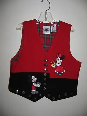 Disney Catalog Vintage Mickey Minnie Christmas Wool Vest Child Kid M 8 10 Unisex • $24.99