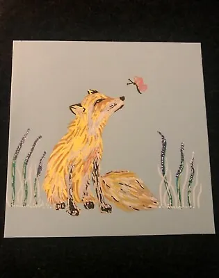£3.50 • Buy Fox And Butterfly Hand Painted Blank Card