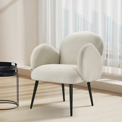 Accent Chair Makeup Reading Armchair Modern Teddy Fleece Upholstered Side Chairs • £85.95