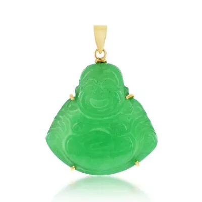 14K Yellow Gold Jade Buddha Pendant 1.25  • £265.15