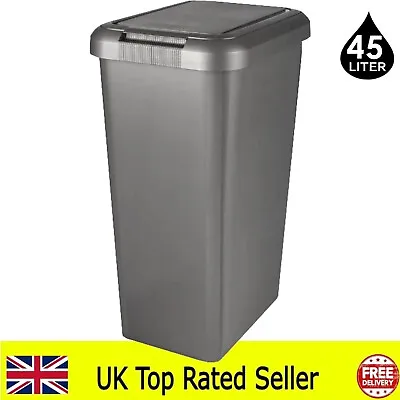 45L Kitchen Bin Platinum TOUCH & LIFT SWING BIN For Waste Rubbish Or Recycling • £15.99
