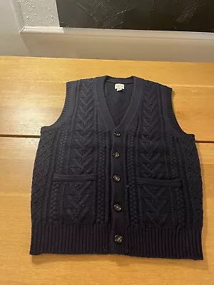 J Crew Navy Rugged Merino Sleeveless Men’s Cardigan Size Medium • $17.50