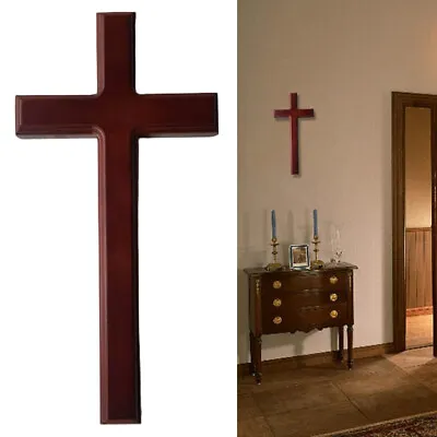 Home Decor Solid Wood 32cm Wall Cross Wooden Pendant Gift Jesus Hanging Ornament • £16.31