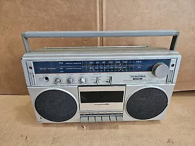 POWERS ON- Vintage Toshiba RT-80S Stereo Radio Cassette Recorder Boombox Parts • $34.99