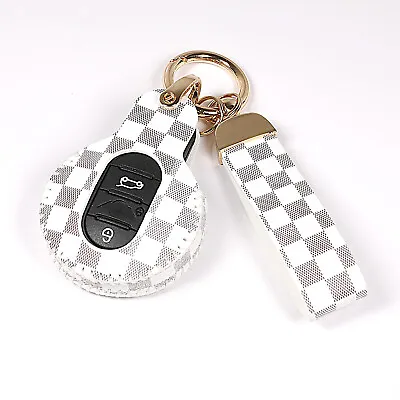 White Leather 3 4 Buttons Smart Key Case Fob Cover Chain For Mini Cooper Clubman • $15.49