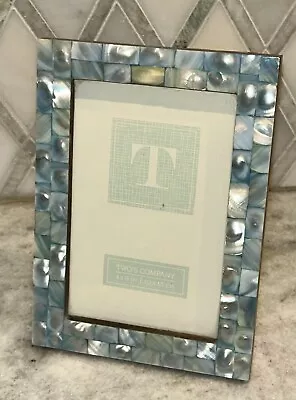 Vintage Blue Iridescent Mosaic Wood 4x6 Photo Frame Picture Portrait 5”x7” • $24.99