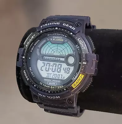 CASIO Fishing Gear Moon/Tide Digital Men's Watch  Blue Quartz WS-1200H WR 100M • $25