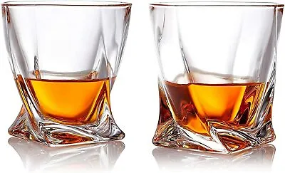 £19.99 • Buy Clear Glass Crystal Quadro Tumbler 340ml Whisky Spirit Glasses - Set Of Two