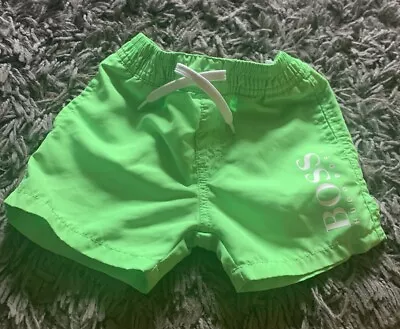 Hugo Boss ❤️BNWOT❤️ Baby Boys Lime Green Swimming Shorts ~ 6-9 Months • £5.99