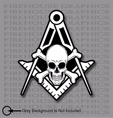 Skull And Cross Bones Square Compass Mason Masonic Freemason Decal Sticker • $24.99