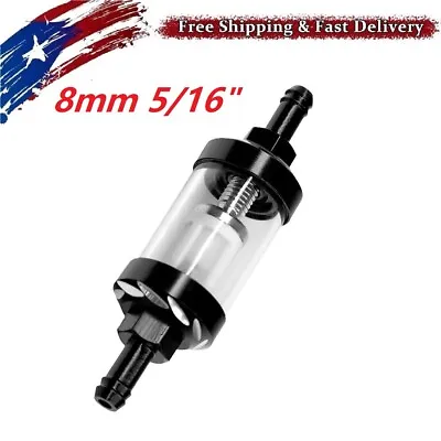 $7.99 • Buy Black Universal 8mm 5/16 Inline Reusable Motorcycle Fuel Filter Gas Washable