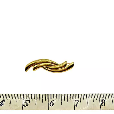 Vintage Monet Brooch Double Swirl Gold Tone Signed Pin • $13