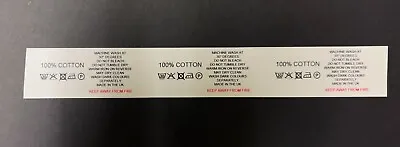 Custom - SIDE PRINT - Wash Care Label - Wash Instructions - Nylon - Uncut • £4.99