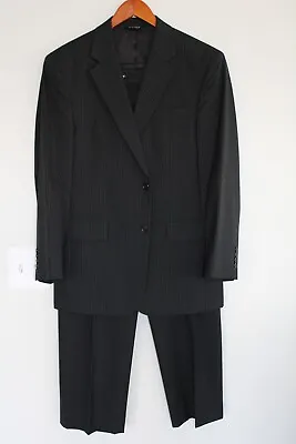 BLACK JOS. A. BANK 100% WOOL 2-PIECE SUIT Sz 42R JACKET & 35 PANTS Pinstripes • $36.97