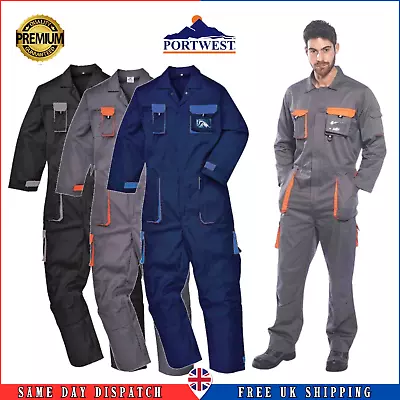 Portwest Texo Contrast Work Coverall Overall Boiler Suit Knee Pad Pockets TX15 • £34.99