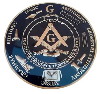 Freemason Masonic Love For Arts  Car Emblem Heavy Alloy Golden And Black Finish • $13.99