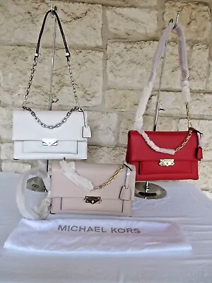 Michael Kors Large Leather CeCe Chain Crossbody Shoulder Bag White Pink Or Red  • $335